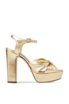 Heloise 120 Gold Soft Mirror Leather Platform Sandals